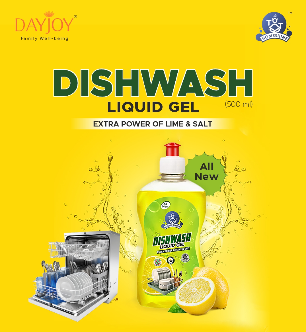 Home Shine Dishwash Liquid Gel (500ml)